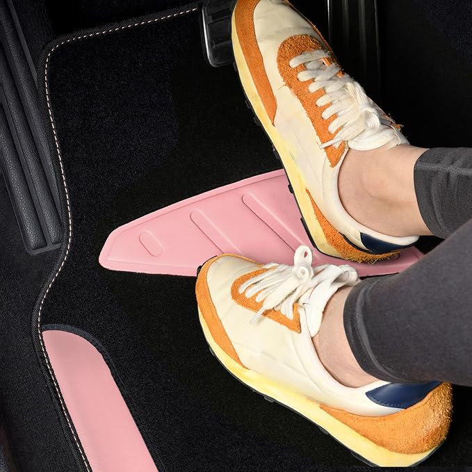 CAR PASS Waterproof Universal Fit Car Floor Mats, Car Mats Fit for SUV,Vans,sedans, Trucks,Set of 4pcs Car Carpet with Driver Heel Pad (Light Pink) - Image 4