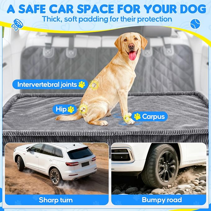 Loiion Dog Car Bed, Non-Slip Backseat Extender Pet Mat 56"x28.7"x2" | Removable, Washable Dog Bed With Waterproof Liner Protects Car Seats, Anti-Slip Travel Bed For Dogs - Image 4