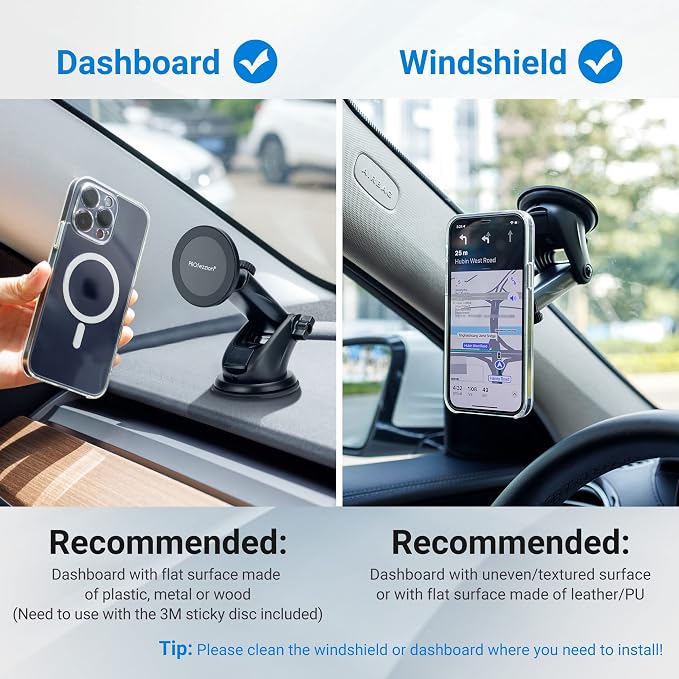 PROfezzion Car Windshield Magnetic Phone Mount Holder for MagSafe iPhones | Telescopic Arm, on Car Windshield Dash or Vent, Length & Angle Adjustment, for iPhone 17 16 15 14 13 Pro Max & All Phones - Image 4