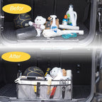 JiatuA Car Trunk Organizer, Collapsible Car Organizers and Storage Grey | Sturdy, Large Capacity, Clean Decor, Multi Compartment Container Box, Adjustable Car Accessories for SUV Sedan Truck - Image 6