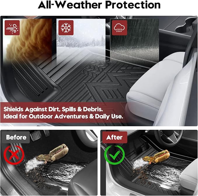 T TGBROS Floor Mats for Chevrolet Trax/Buick Envista 2024-2025 2026 All-Weather Full Set Custom Fit TPE Liners Cargo Liner Trunk for Trax/Envista Accessories 5PCS - Image 3
