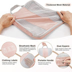 OlarHike 2 Set Compression Packing Cubes for Travel Essentials,Compressible Expandable Space Saver Bags for Organizing Clothes,Luggage Suitcase Garment Bags with Over 1000 pcs Mesh Holes(Beige) - Image 4
