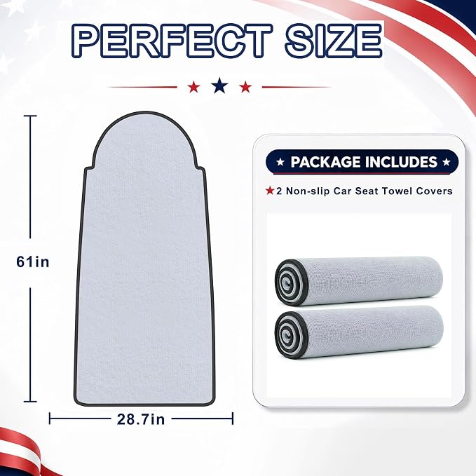 Car Seat Towel Cover 2 Pack for Front Seats, Sweat Absorbent Car Seat Protector with Non-Slip Backing, Waterproof Towel Car Seat Covers for Runners, Gym, Swimming, Beach, Pets, Lavender Gray - Image 7