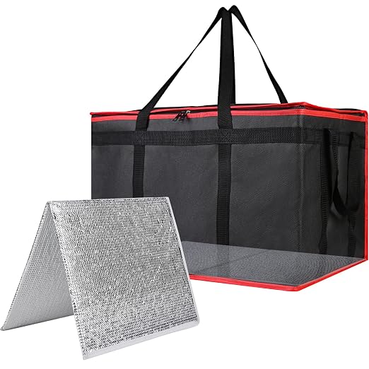 Bodaon Insulated Food Delivery Bag with Hard Bottom, 3XL, Black-Red, 1PK | Stable and Durable Catering Bag, Large Capacity Thermal Cooler Tote for Hot and Cold Food Transport for Restaurant Deliveries by Bodaon