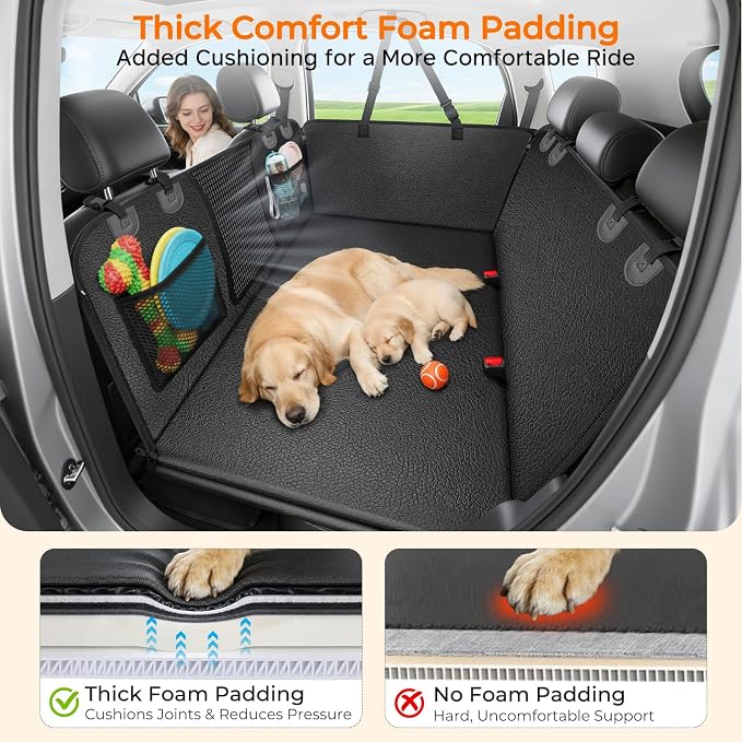 URPOWER PU Leather Dog Back Seat Extender for Full-Size Crew Cab Trucks | 550 lb Support, 45% More Space for Large & Multiple Dogs, 3 Large Panels, Foam Padding for Comfort, Waterproof PU Leather - Image 5