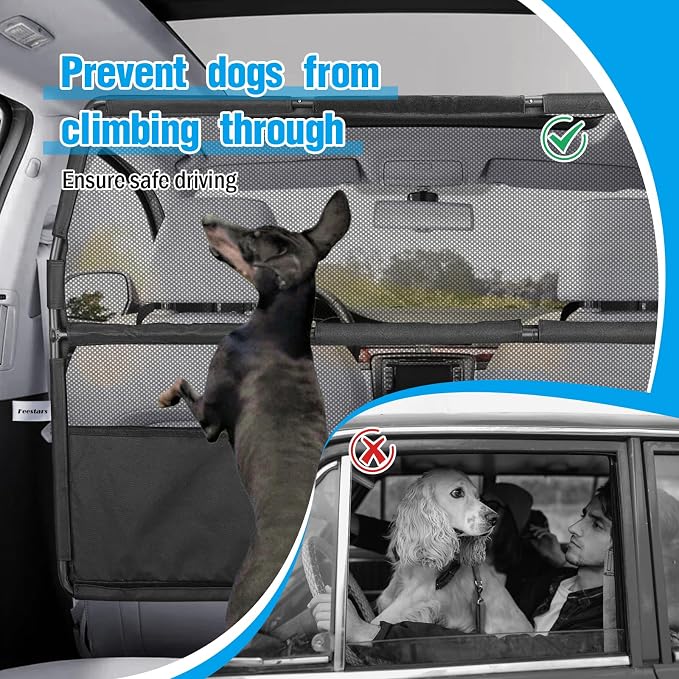 Dog Barrier for SUV Truck, 56" Car Divider Pet Gate - Image 2