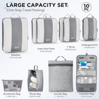 OlarHike 10 Set Compression Packing Cubes for Travel Essentials,Compressible Expandable Space Saver Bags for Organizing Clothes,Luggage Suitcase Garment Bags with Over 1000 pcs Mesh Holes(Gray) - Image 2