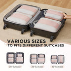 OlarHike 4 Set Compression Packing Cubes for Travel Essentials,Compressible Expandable Space Saver Bags for Organizing Clothes,Luggage Suitcase Garment Bags with Over 1000 pcs Mesh Holes(Beige) - Image 7