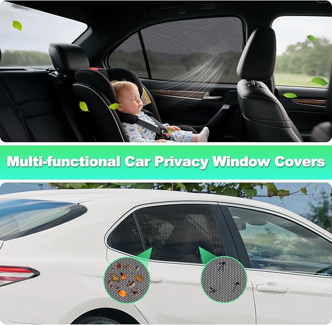 Camry Window Shades 2018-2024, Rear Side Mesh, 2PCS | Custom Fit Window Shades, Breathable Mesh Blocks UV Rays, Reduces Heat & Glare, Creates Comfort for Babies & Rear Passengers - Image 4
