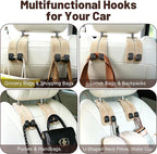 SUKIPIN Car Hooks, Car Seat Headrest Hooks for Purses and Bags 2-Pack Beige | Car Accessories for Women, Solid Durable Construction, Quick Tool-free Mounting, Universal Fit for Most Vehicle Headrests - Image 6