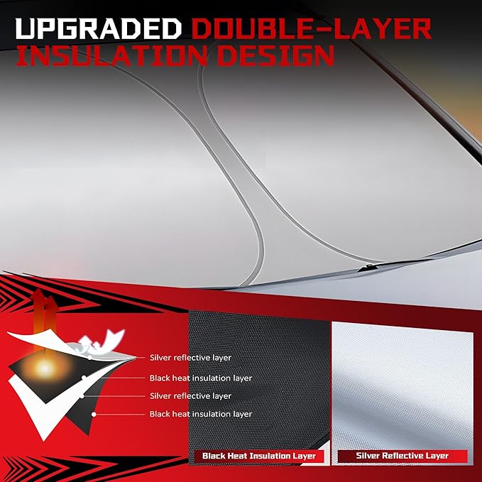 Windshield Sun Shade for 2025 2026 Toyota Camry Foldable Sun Sunshade for Car Front Window Blocks UV Rays and Heat Automotive Interior Protector Custom Fit Accessories | Foldable Sun Sunshade for Car Front Window Blocks UV Rays and Heat Automotive Inte... - Image 3