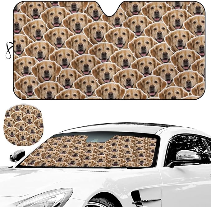 Custom Car Windshield Sunshade, 59''x28.5'' Personalized Sun Visor with Photo Text, Foldable Durable Shade Storage Pouch for Sedans SUV Trucks by CUNEXTTIME