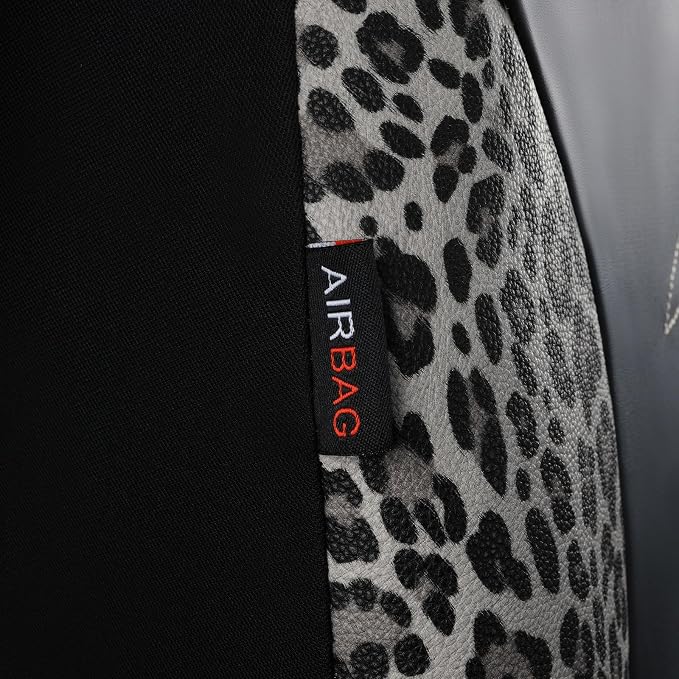 Flying Banner Butterfly car seat Covers ful Set Fashion Universal Lady Woman Female Rear Bench Split Colorized (Full Set - Faux Leather, Leopard Gray) - Image 6