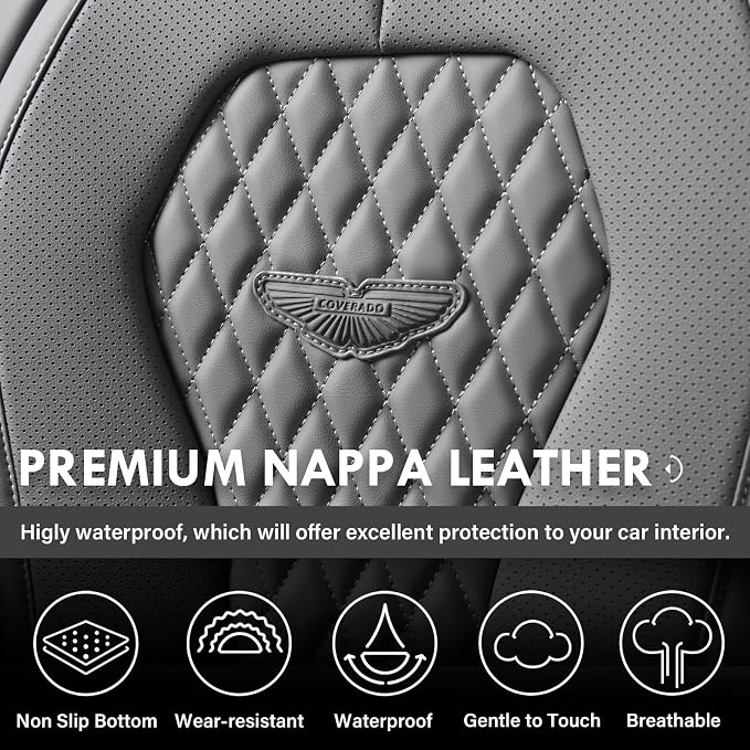 Coverado Car Seat Covers, Gray Seat Covers Full Set, Auto Seat Cover 5 Seats, Car Seat Cushion, Car Seat Covers Front Seats Back Seat Covers, Seat Cover Car Seat Protector Universal Fit Most Cars - Image 6
