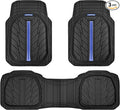 CAR PASS Tire Tread DeepDish Rubber Floor Mats for car Heavy Duty car mats All Weather, Universal XL~M Trim to Fit for Truck SUV Vehicle Automotive, Waterproof car mats 3 Piece(Blue Black) by CARPASS