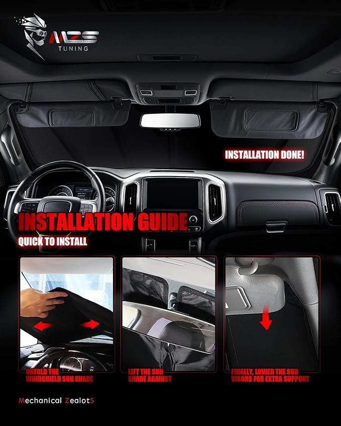 MZS Windshield Sun Shade Compatible with Forester 2019-2025 | 6-Layer Heat Insulation, 99% UV Blocking, Keeps Interior Cool, Full Coverage Visor, Foldable Car Window Sunshade, Storage Bag - Image 7