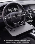 2-in-1 Steering Wheel Tray & Seat Gap Organizer | Portable Steering Wheel Desk with Cup Holder & Pad Slot, Car Food Desk for Laptop, Working, Eating, Multipurpose Accessories - Image 4
