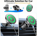 Coolpow Magsafe Car Mount Charger, Magnetic Wireless Car Charger for iPhone | Magsafe Car Charger Magnetic Phone Holders for Your Car Accessories Car Phone Holder Mount for iPhone 17 16 15 (Carbon Fiber) - Image 2