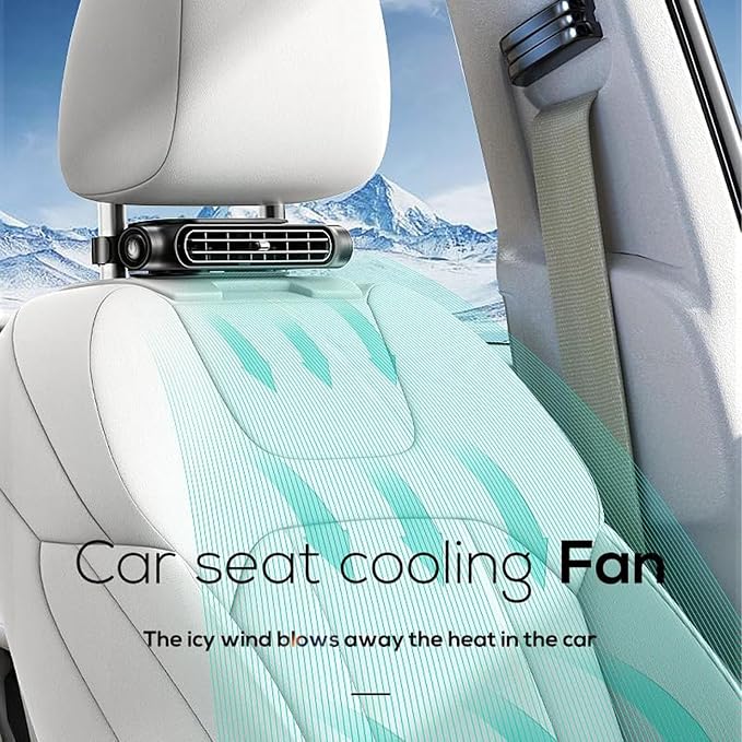 Car Seat Fan for Backseat for Kids, Mini Portable Battery Operated Back Seat Baby Quiet Headrest Neck Cooling AC Fan with 3 Adjustable Wind Speeds for All Cars Vehicle RV Truck - Image 2