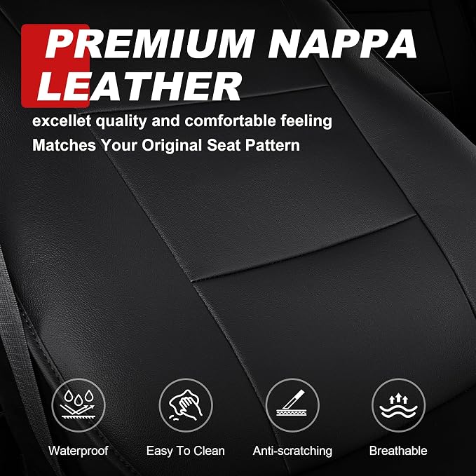 TTX LIGHTING Custom Fit Front Seat Cover for Ford F150 2009-2026 | F250/F350/F450 2017-2026 Original Pattern | Full Coverage | Faux Leather | Easy Install | Waterproof | Pet-Friendly - Image 7