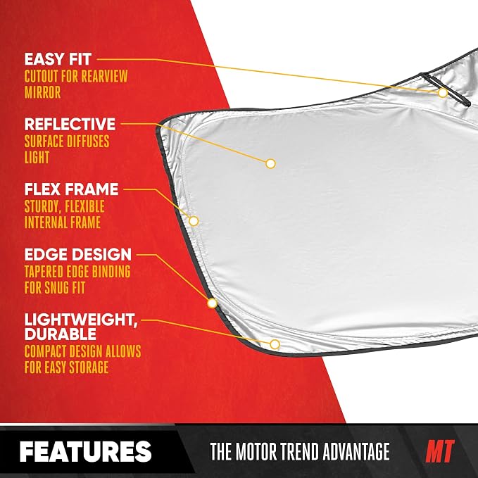 Motor Trend Windshield Sun Shade for Toyota Tundra - Tundra Accessories 2007-2021 - Custom Fit Sun Shade for Car Windshield - Automotive Toyota Truck Window Sunshade Cover for Interior Protection - Image 6
