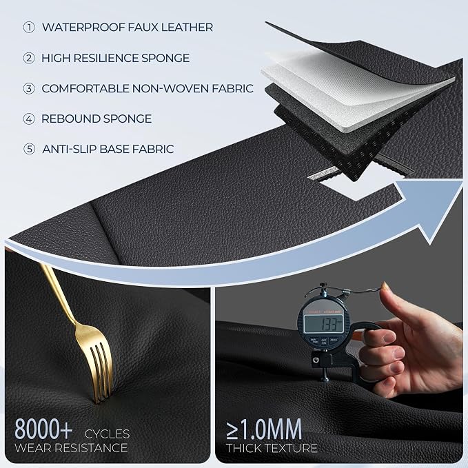 IKABEVEM Car Seat Covers Fit for Chevrolet/Chevy Malibu 2016-2025 2026 | Custom Full Set,Waterproof Faux Leather,Scratch Resistant,Full Wrap,Easy to Install&Wipe Clean,Black Seat Interior Protector - Image 4