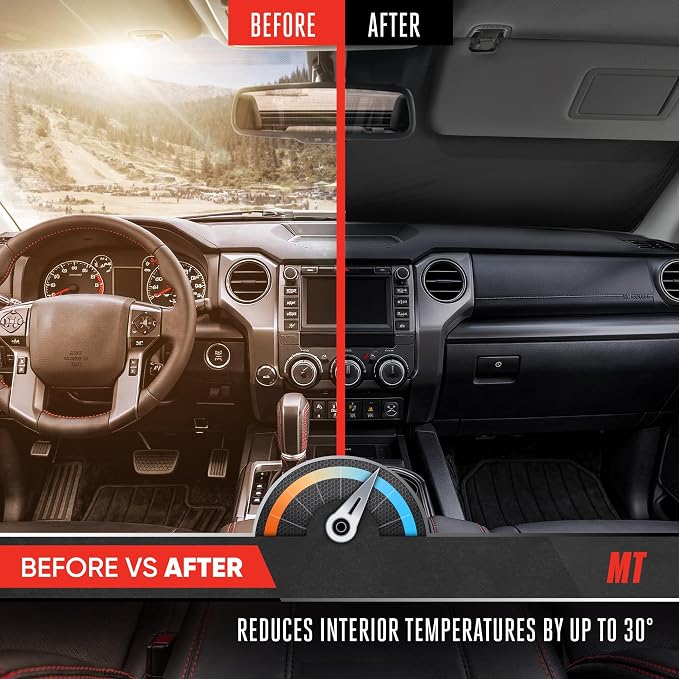 Motor Trend Windshield Sun Shade for Toyota Tundra - Tundra Accessories 2007-2021 - Custom Fit Sun Shade for Car Windshield - Automotive Toyota Truck Window Sunshade Cover for Interior Protection - Image 5