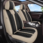 IKABEVEM Car Seat Covers Fit for Honda Accord 2007-2017 Full Set | Waterproof Faux Leather, Airbag Compatible, Easy Install & Wipe Car Seat Protector,5 Seat Covers Fit for Accord, Beige&Black by IKABEVEM