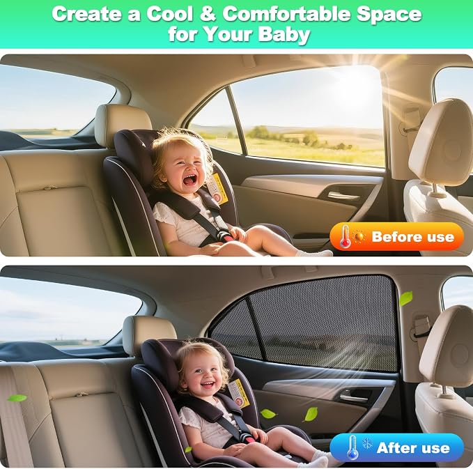 Camry Window Shades 2018-2024, Rear Side Mesh, 2PCS | Custom Fit Window Shades, Breathable Mesh Blocks UV Rays, Reduces Heat & Glare, Creates Comfort for Babies & Rear Passengers - Image 5