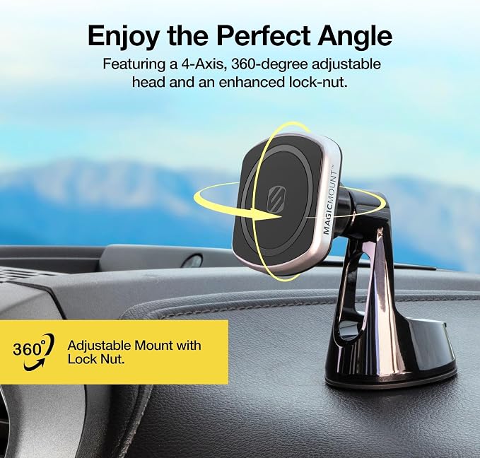 Scosche MP2WD-XTSP MagicMount Pro2 Magnetic Car Phone Holder - Ultimate Magnetic Car Mount for Windshield or Dashboard with Suction Cup - Compatible with MagSafe, iPhones, Galaxy, Pixel & Smartphones - Image 3