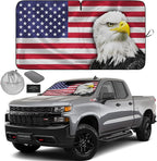 Autoamerics 1-Piece Windshield Sun Shade New American Eagle Flag USA Patriotic Design - Foldable Car Front Window Sunshade for Sedans SUV Truck - Blocks Max UV Rays and Keeps Your Vehicle Cool - Large by AutoamericsUS