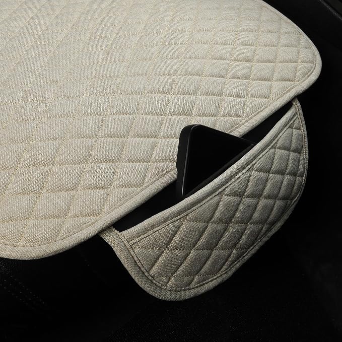 West Llama Linen Car Seat Covers,Bottom Seat Covers for Cars Include 2 Piece Front Driver Seat Pad Mat Universal Fits 90% Vehicles,SUVs,Cars,Sedans(2Piece-Beige) - Image 4