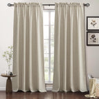 RYB HOME Natural Beige Linen Sheer Curtains 102 inches Long for Living Room | Weave Textured, Rod Pocket, Light Filtering, for Dining Room, W52 x L102, 2 Panels Set by RYBHOME