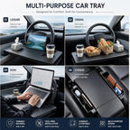 Steering Wheel Tray, Carbon Fiber 2-in-1 Car Tray & Seat Gap Filler, Car Desk, Car Laptop Desk, Car Desk for Laptop, Food Tray for Car, Steering Wheel Desk, Car Table, Universal Car Tray Organizer - Image 3