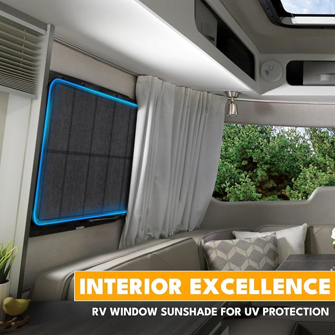 EcoNour RV Magnetic Window Shade for Side Door,Foldable UV Protection Cover | Blackout Winnebago Itasca Sunova Class A RV Entry Doors | 4 Hook & Loop Waterproof Oxford Fabric | Large (27" ×18") - Image 5