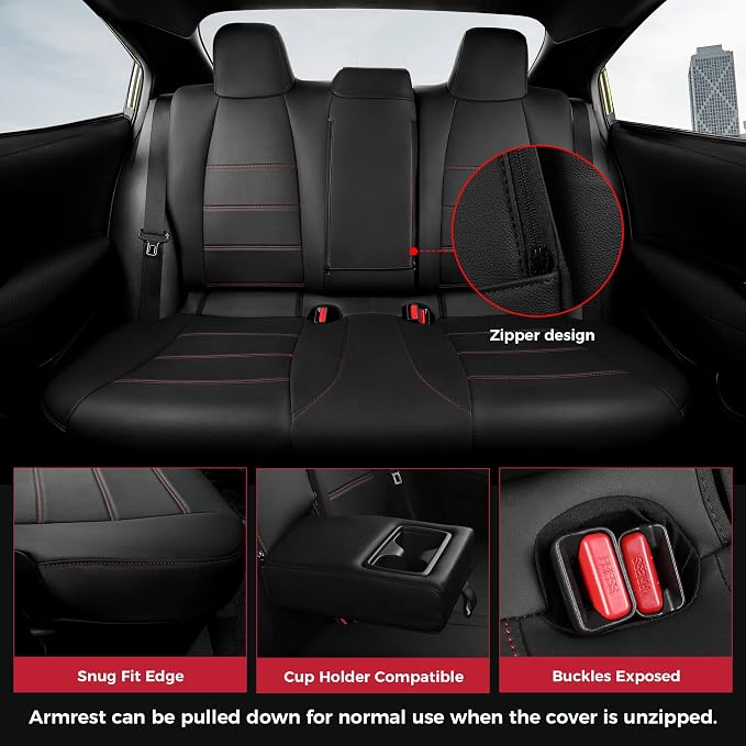 FREESOO Custom Leather Seat Covers for Toyota Corolla L LE 2020-2022 | Sedan, Full Set, Waterproof, Airbag Compatible, Scratch-resistant, Anti-slip, Protector Cushion, Durable Material, Easy-clean - Image 4
