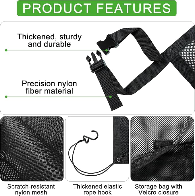 Dog Car Barrier, Dog Car Net Barrier, Dog Barrier for SUV Car Truck | Car Dog Barrier with 2 Large Storage Pockets, Adjustable Top & Bottom Straps, Dog Net for Car, Car Divider for Dogs, Pets - Image 6