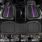 CAR PASS Tire Tread DeepDish Rubber Floor Mats for car Heavy Duty car mats All Weather, Universal XL~M Trim to Fit for Truck SUV Vehicle Automotive, Waterproof car mats 3 Piece (Purple Black) - Image 3
