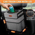Vankor Car Trash Can with Lid Leak Proof Car Accessories for Women | 2.2 Gallon Cute Hanging Car Trash Bin for Men Car Truck Vehicle Sedan SUV Interior Automotive Garbage Cans, Stripe - Image 2