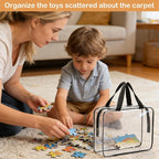 100 Packs Extra Large Toy Storage Bags with Zipper, Clear Toy Organizer Bag | with Labels for Blocks, Reusable 11.8″×8.6″×3.9″ PVC Travel Waterproof Organizer Bags for Puzzles, 10 Colors - Image 7