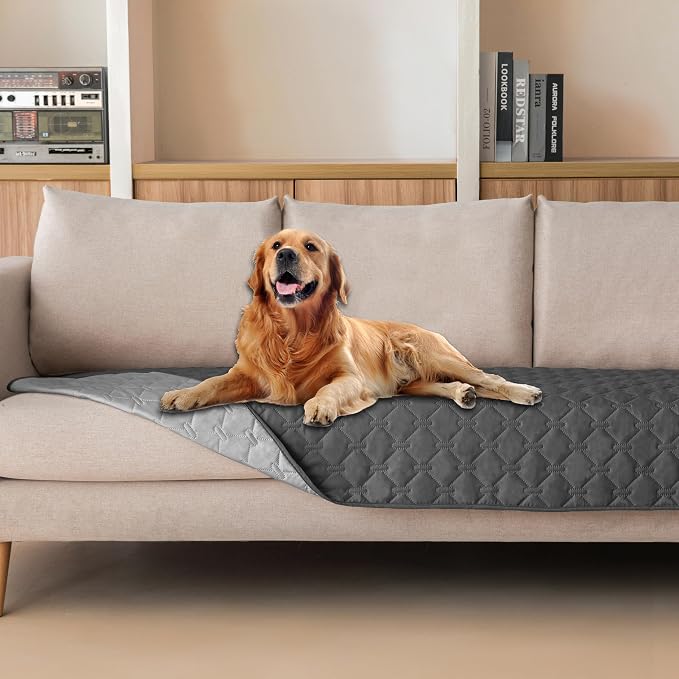 gogobunny Waterproof Dog Blanket, Couch Covers for Sofa, Reusable Pee Pads | Wear Resistant, Leakproof Sofa Cover for Pets, Anti-Pilling, Hypoallergenic, Machine Washable 30x90 Inch Dark/Light Grey by gogobunny