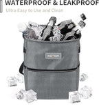 HOTOR Car Trash Can, Compact Waterproof Organizer, Leak-Proof Bin, 2-Gallon | Gray, Multifunctional Car Accessory with Adjustable Straps & Magnetic Snaps for Interior Car Storage - Image 3