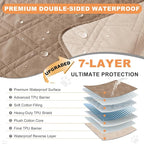 100% Waterproof Dog Bed Cover Pet Blanket, Taupe+Apricote (30"x30") | ,7-Layer Reversible Couch Covers for Dogs Met for Sofa Furniture Car Camping - Image 2