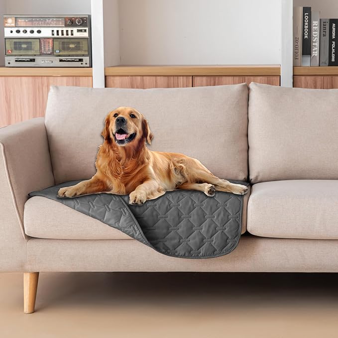 gogobunny Waterproof Armchair Covers for Pets, Anti Hair and Easy Care | Reversible Couch Protector, Resistant to Scratching, Small Size Suits Puppy and Cat Better, 30x30 Inch Dark Grey by gogobunny