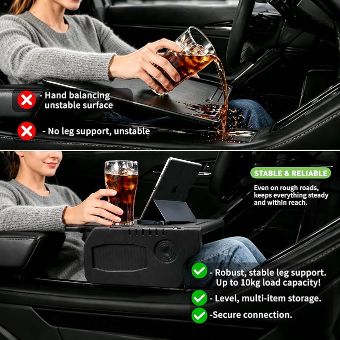 Tesla Model 3 Model Y Car Desk, Triple Foldable Laptop Table Food Tray, Portable Full Size Car Table with Cup Holder, Multipurpose Tray for Eating Working Travel Camping Accessories - Image 4
