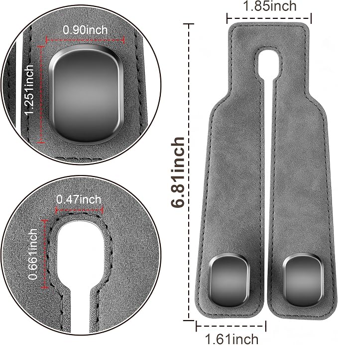 SUKIPIN Car Hooks, Car Seat Headrest Hooks for Purses and Bags 2-Pack Gray | Car Accessories for Women, Solid Durable Construction, Quick Tool-free Mounting, Universal Fit for Most Vehicle Headrests - Image 2