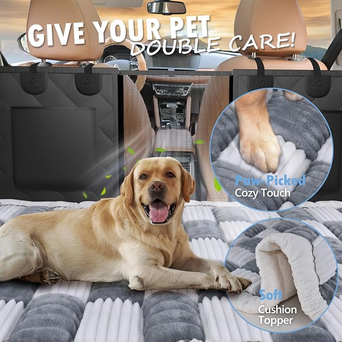 Dog Bed for Car Back Seat, Non-Slip Backseat Pet Mat Standard, 51''X23.5'' | Soft Blanket for Travel, Plaid Flannel, Quilted PP Cotton Filling, Non-Slip Backing, Machine Washable, Fit Backseat Extenders - Image 3