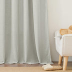 RYB HOME Linen Wonven Curtains Light Filtering Privacy UV Protection Window Blinds & Shades Draperies for Basement, Farmhouse, Villa, Boys Girls Bedroom, W 70 x L 95 inch, Grey, 2 Panels Set - Image 6