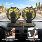 12V Dual Head Car Fan for Dashboard, 2-Speed Portable Vehicle Cooling Fan, 360° Rotatable Cigarette Lighter Powered Air Circulator for SUV RV Truck Sedan - Image 7
