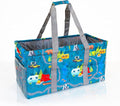 Extra Large Utility Tote Bag - Oversized Collapsible Reusable Wire Frame Rectangular Canvas Basket With Two Exterior Pockets For Beach, Pool, Laundry, Car Trunk, Storage - Camping by Lucazzi